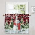 thumbnail image 3 of Fashnice Christmas Xmas Short Window Curtain Half Window Drapes Slot Top Kitchen Valance Cafe Tier Bathroom Scarf Rod Pocket Curtain Panel Style-A 2pc-Tier Curtain: W:27.5''x H:24'', 3 of 6