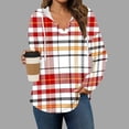 thumbnail image 2 of Ashirexll Hoodies for Women, Oversized Hoodies for Women, Fashion Ladies Plaid Hooded Sweatshirts Fall V-neck Long Sleeve Hoodies, 2 of 4
