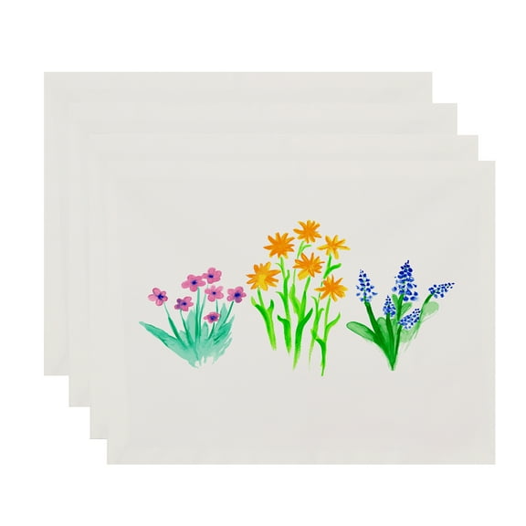 Simply Daisy, 18 x 14 inch, Flower Trio Placemat (set of 4), Yellow