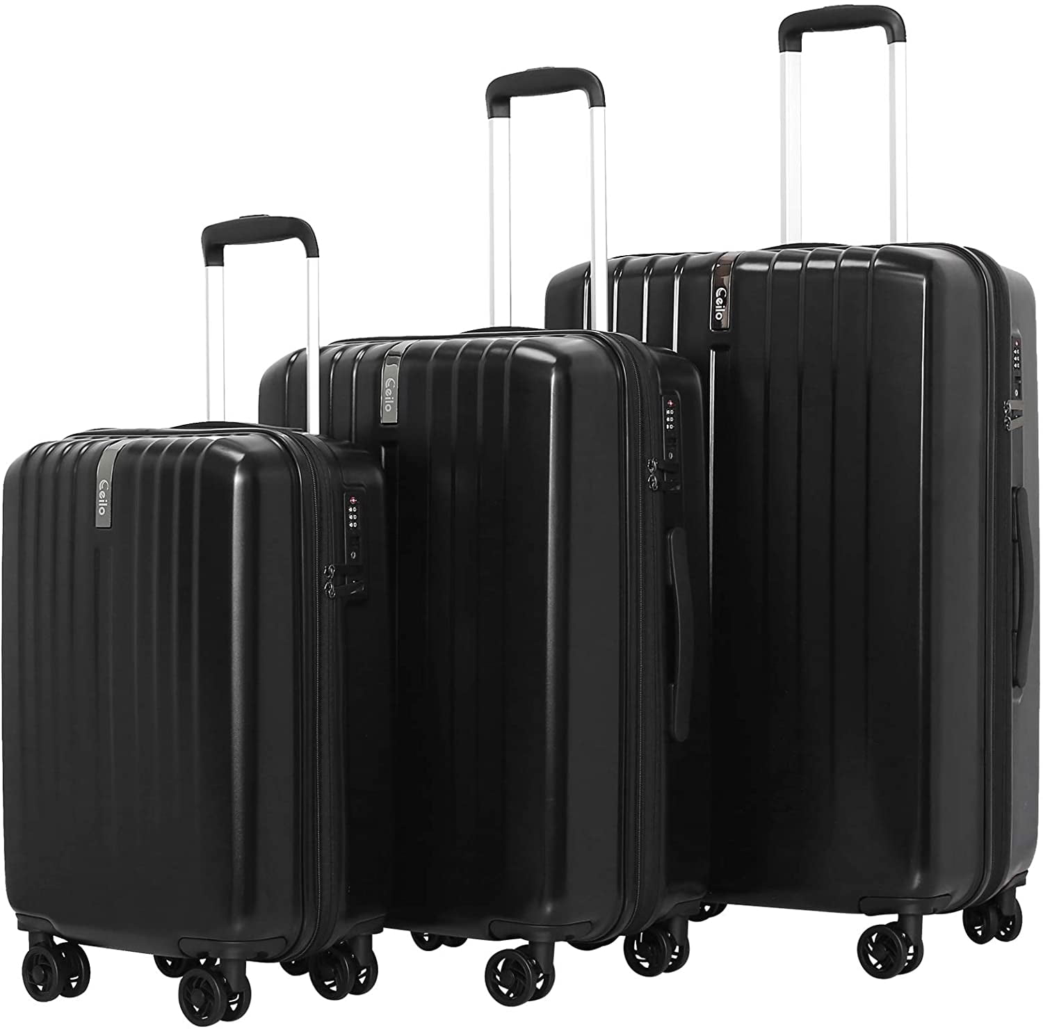 Ceilo Travel 3 Pieces ABS Luggage Sets with TSA Lock Lightweight 360 ...