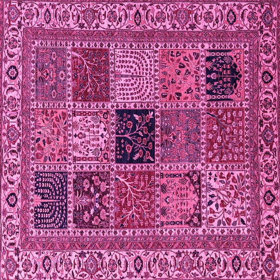 Ahgly Company Indoor Square Abstract Pink Modern Area Rugs, 8' Square