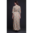 thumbnail image 3 of Bimba Rayon Leaves,Groundcover Roses & Miosotis Floral Printed Gown Kimono Sleeves Summer Long Maxi SlitÂ&nbsp;Dress-Large, 3 of 6
