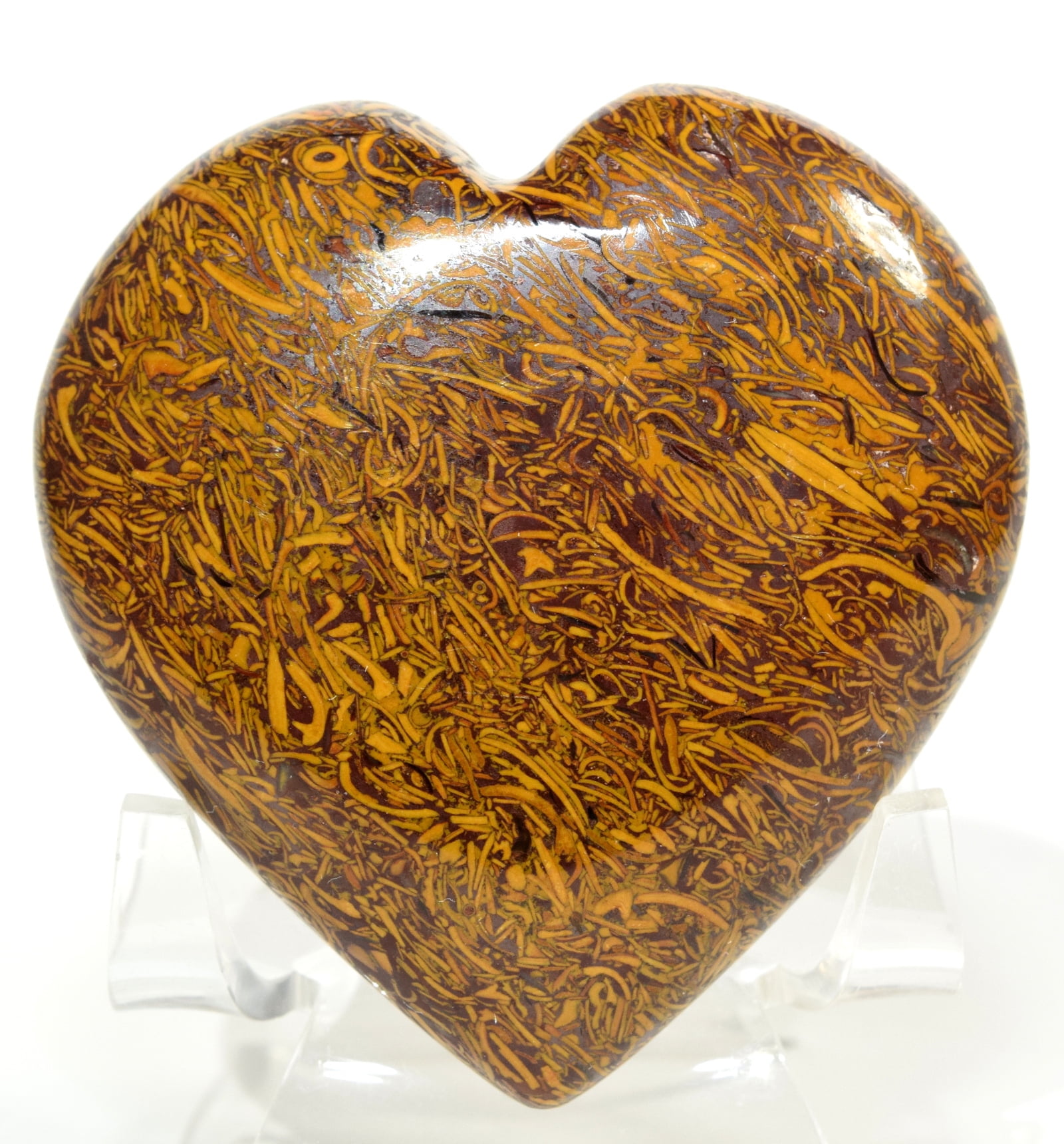 2.5" 140g Mariyam Jasper Puffy Heart Natural Fossil Holly Stone