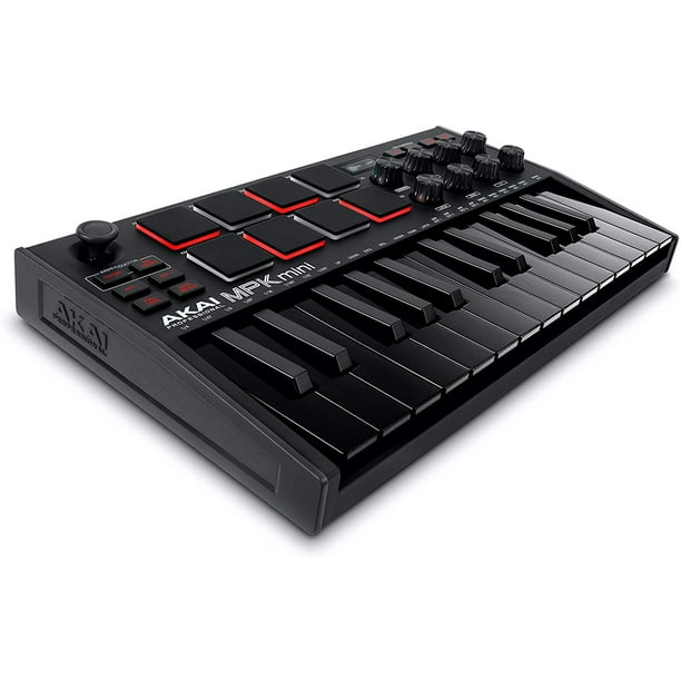 Rugido Desafortunadamente Autorizar AKAI Professional MPK Mini MK3 25 Key USB MIDI Keyboard Controller with 8  Backlit Drum Pads, 8 Knobs and Music Production Software, Black -  Walmart.com