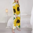 thumbnail image 3 of Yiaed Sunflowers Print Pajamas Women's Long Sleeve Sleepwear Soft Button Down Loungewear Pjs Lounge Set Nightwear Womens Pajama Pants-Large, 3 of 7