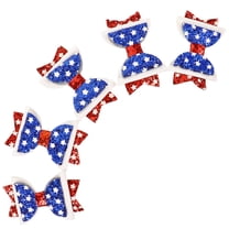 5 Pcs Red White Blue Hair Glitter Bow Hairpin Child