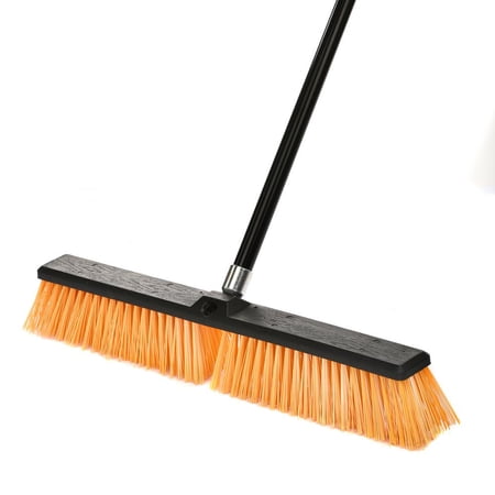 Alpine Industries 24 in. Yellow Indoor Outdoor Rough Surface Push Broom 3-Pack