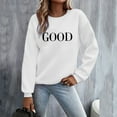 thumbnail image 2 of Bmisegm T-Shirts Graphiques à Manches Longues Décontractés pour Femmes, Chandails à Col Rond, Hauts à Enfiler pour Femmes, Chandails Décontractés pour Femmes, Blanc P, 2 of 6
