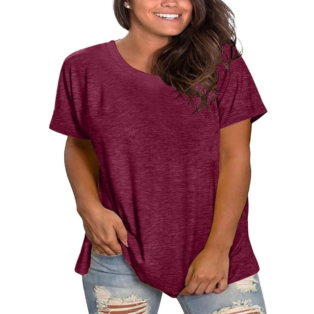 T-Shirt à Manches Courtes pour Femmes Seductiva Offres du Jour Liquidation Grande Taille Col Rond T-Shirt à Manches Courtes pour Femmes; T-Shirt Estival Ample Haut Décontracté.