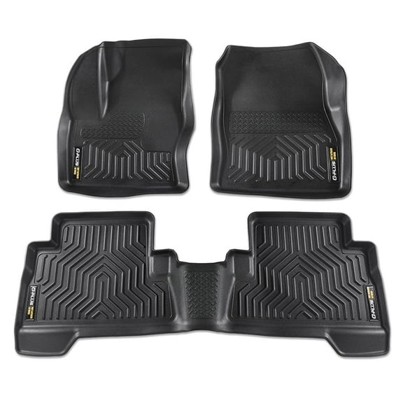 All Weather TPE Floor Mats Front & 2nd Row 3Pcs Black Fit for 2013 - 2019 Ford Escape/2013 - 2018 Ford C-Max