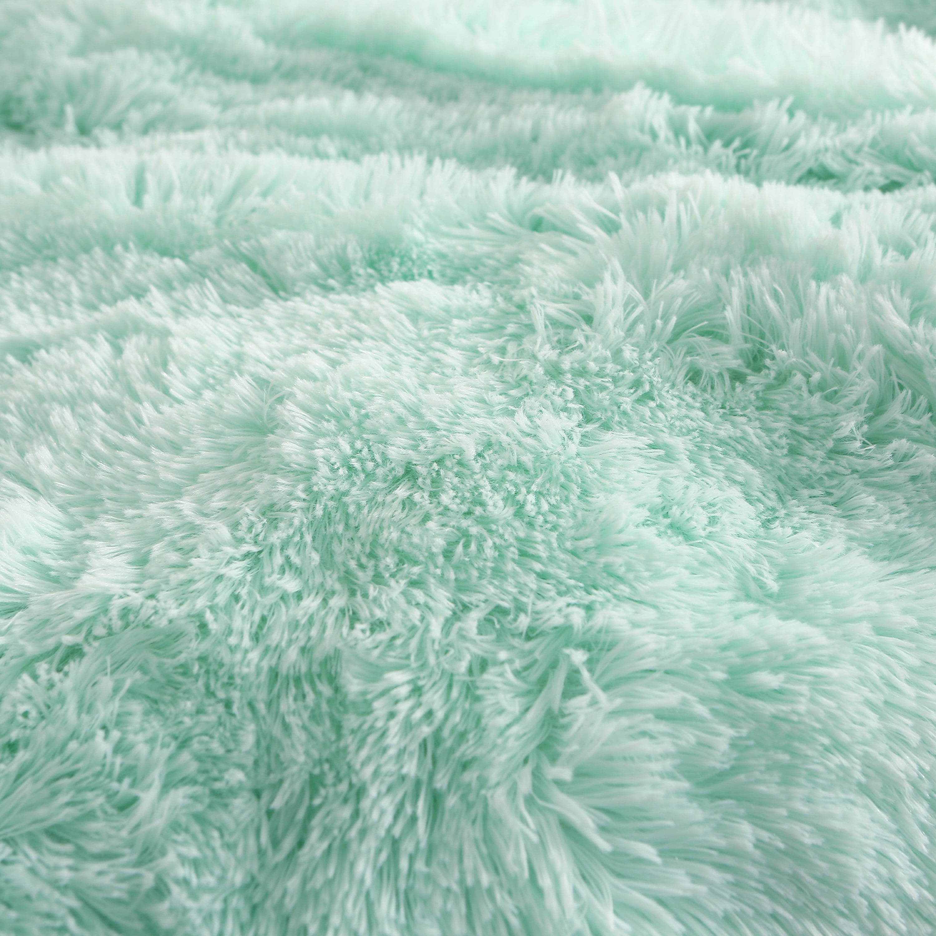 Uhamho Faux Fur Velvet Fluffy Bedding Duvet Cover Set Down Comforter Quilt Cover with Pillow Shams, Aqua