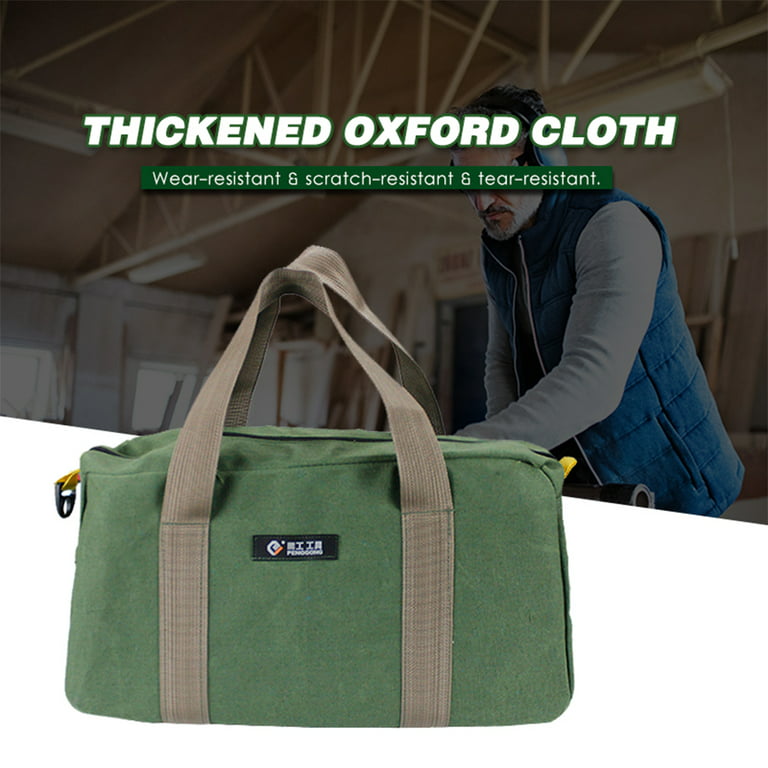 Enggong 18-inch Tool Bag,Large Thickened Wear-resistant Maintenance Tool Canvas Storage Bag Army Green 168