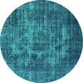 thumbnail image 1 of Ahgly Company Machine Washable Indoor Round Oriental Turquoise Blue Industrial Area Rugs, 4' Round, 1 of 4