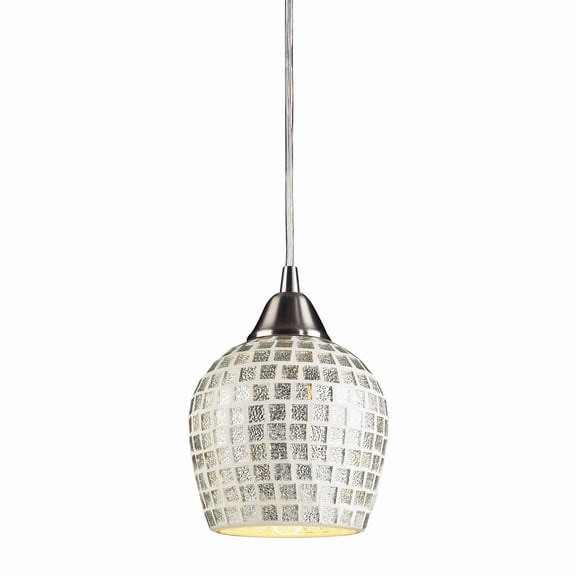 Elk Home Fusion 1-Light Satin Nickel Mini Pendant with Silver Mosaic