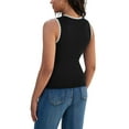 thumbnail image 3 of ATHLECHIC Camisetas de punto acanalado para mujer, con bloque de color, ajustadas, de cuello redondo, chalecos de verano casuales, L, negro y blanco, 3 of 5