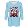 thumbnail image 4 of Staron Liquidation T-Shirts de la Saint-Valentin pour Femmes T-Shirts à Col Rond T-Shirts Imprimés Cœur Manches 3/4 T-Shirt d'Été Ample T-Shirt Graphique T-Shirts Basiques Blouses Hauts, 4 of 4