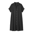 thumbnail image 4 of Noric Women's Short Sleeve Shirt Dresses Casual Solid Color Button Down Midi Dresses for Summer Daily Vacation, 4 of 6