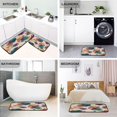 thumbnail image 4 of 2-Piece Kitchen Rugs Set Non-Slip Mats Carpet Floor for Kitchen, Bathroom (19.7"x27.6" & 19.7"x47.2") Teal and Orange Abstract Shapes, 4 of 7