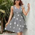 thumbnail image 3 of Simple Gray And White Polka Dots Dress Fashion Beach Long Dresses Female Party Printed Sundress, 3 of 7