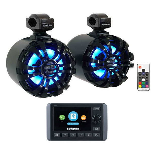 Memphis SMC3 MultiZone Marine Bluetooth Receiver+Black LED Wakeboard Speakers