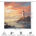 thumbnail image 2 of Lighthouse Sunrise Coast Scenery Pale Blue Tan Shower Curtain Fabric Bathroom Decor with Hooks, 2 of 8
