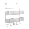 thumbnail image 3 of Colgador de puerta con cesta de malla, toallero para sombreros, cocina y dormitorio blanco, 3 of 9