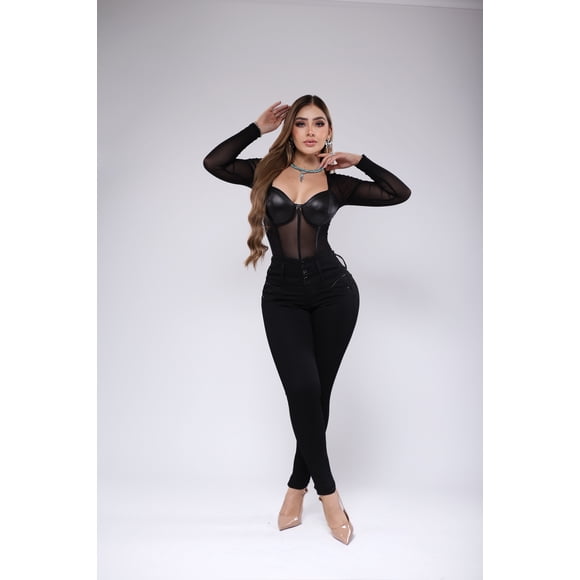 Jeans Negro Skinny Dama Tiro Medio Stretch NYK