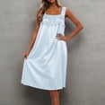 thumbnail image 2 of ZHOGXU Summer Dresses For Women Sleeveless Spaghetti Strap Solid Color Lace Midi Length Loose Fit Nightdress For Everyday Wear,Light Blue,One Size, 2 of 4