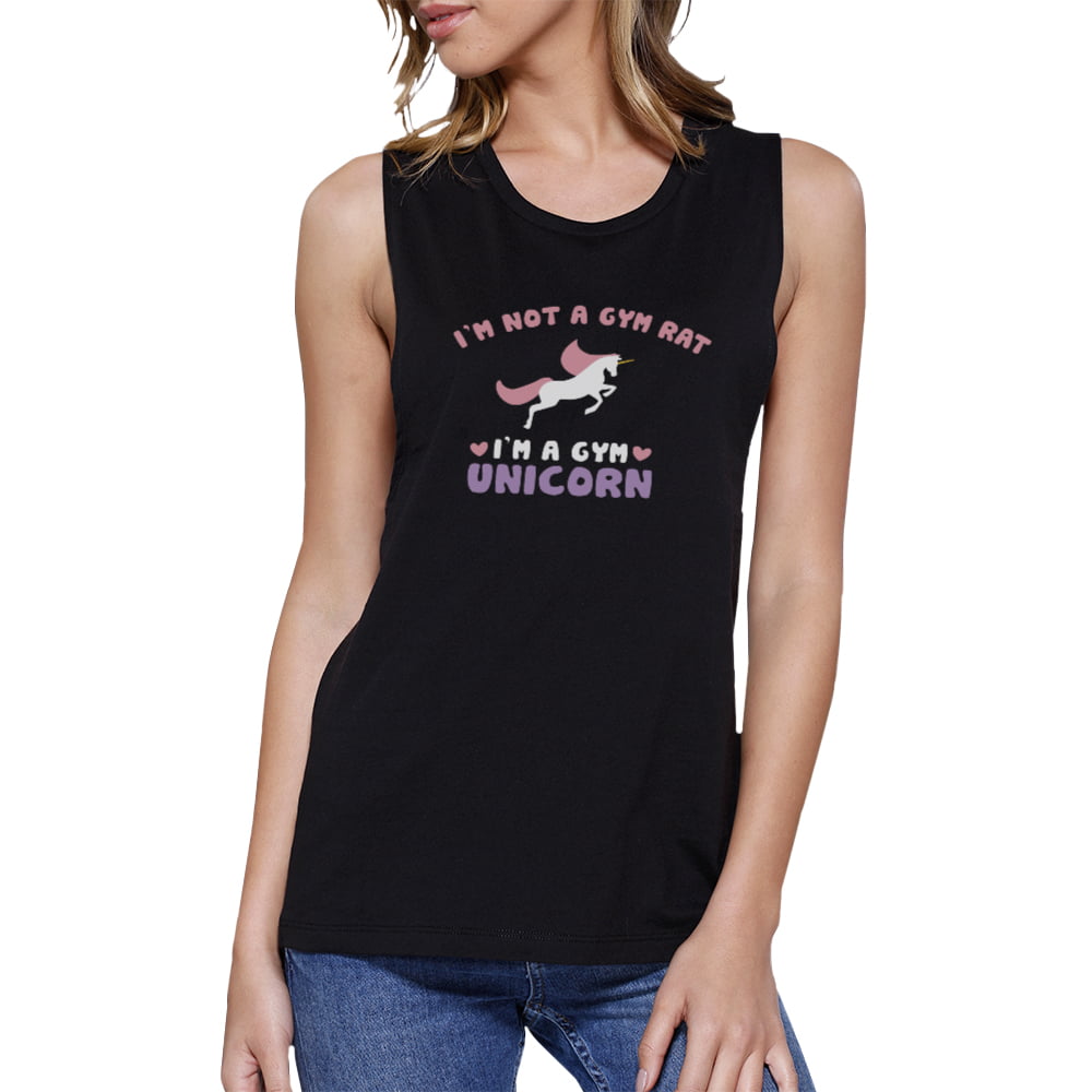 Not a Gym Rat I'm a Gym Unicorn Funny Women's Workout Tanktop Fitness Clothing 
