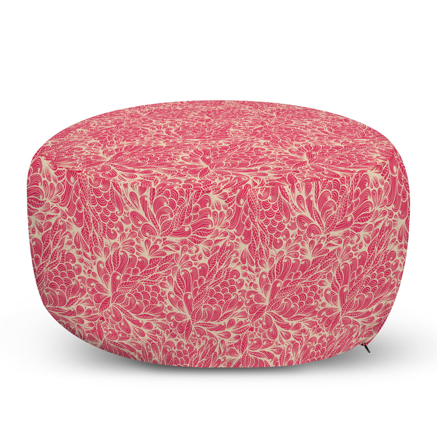 Ambesonne Ladybug Rectangle Pouf Pale Green Red 25 Under Desk Foot Stool for Living Room Office Ottoman with Cover Botanical Beauty Flower Foliage in Vibrant Tones Essence Fragrance of Nature