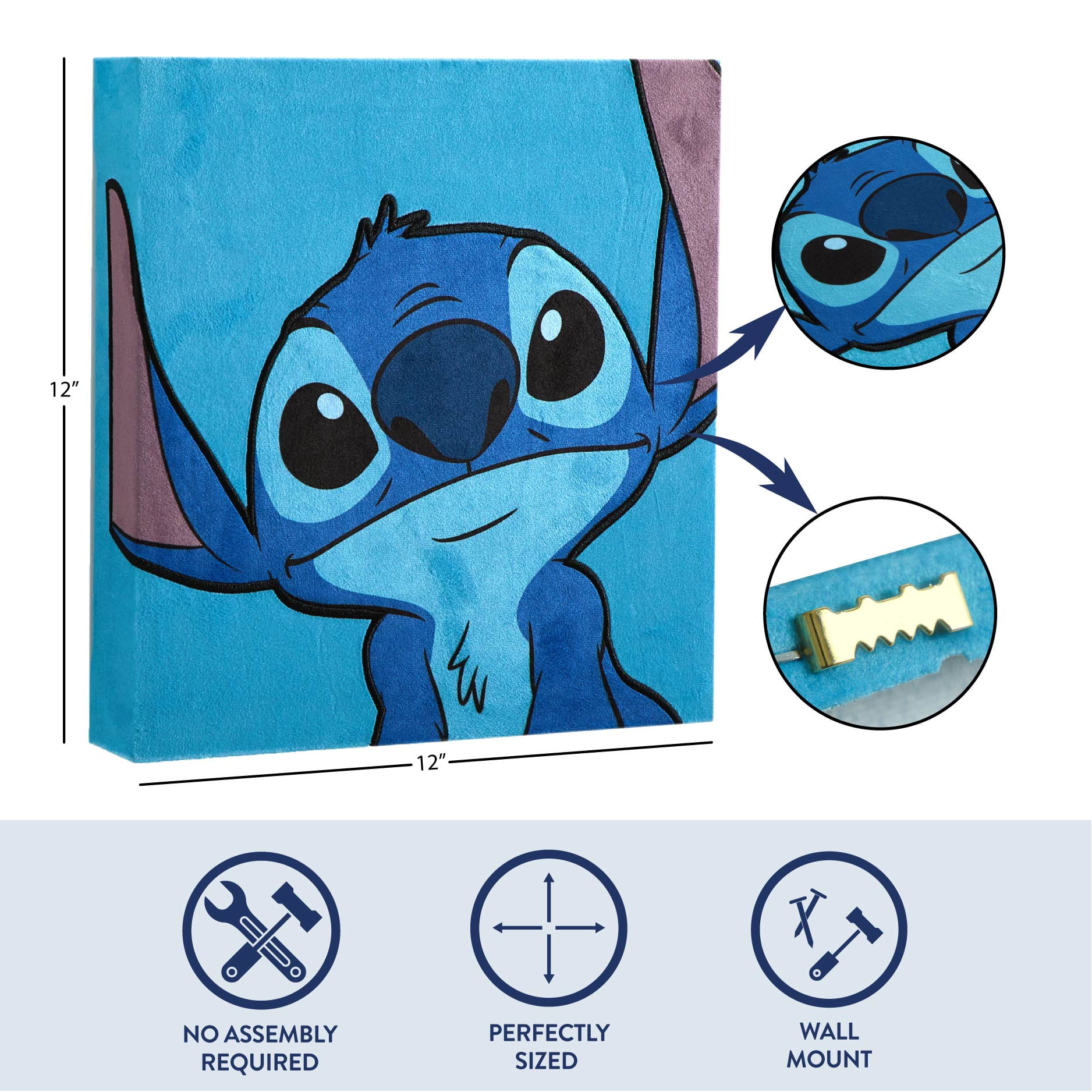 Disney's Lilo & Stitch Plush Textured Wall Art for Kids, 12" x 12"