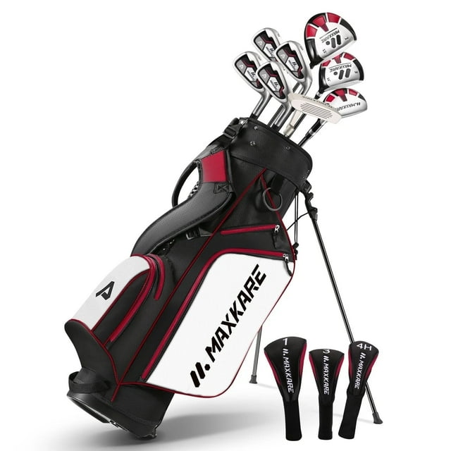 Ensemble de Clubs de Golf pour Femmes 8 Pcs, Comprend un Conducteur, un Sac avec Support, 3 Couvre-Chefs, Main Droite, Rouge