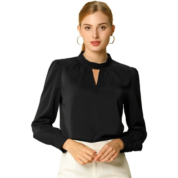 Dde San Patricio profesional Blusas de gade manlarcon cuello alto elegante pamujer Negro XXL