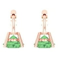 thumbnail image 4 of 1 Ct Round Cut Drop Dangle Green Crystal 14K Rose Solid Gold Everyday Dainty Earrings Lever Back, 4 of 7