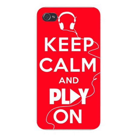 Apple Iphone Custom Case 5 5s Snap on - Keep Calm and Play On Music Headphones on