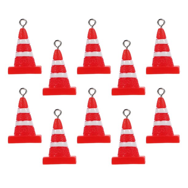 10 mini conos de tráfico para carretera, colgantes de señales de aparcamiento, barricadas de seguridad, juguetes de tráfico para joyería, collares, pulseras y pendientes