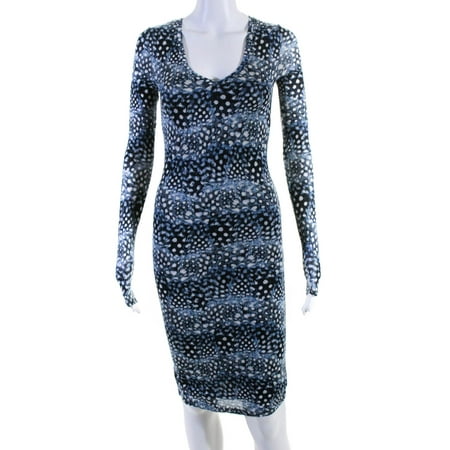 

Pre-owned|BCBG Max Azria Womesn Printed V Neck Tori Dress Blue Size Extra Extra Small