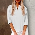 thumbnail image 2 of hotojiny Cotton Linen Tops for Women Casual Long Sleeve V Neck Solid Color Shirts Lightweight Soft Fall Blouses, 2 of 6
