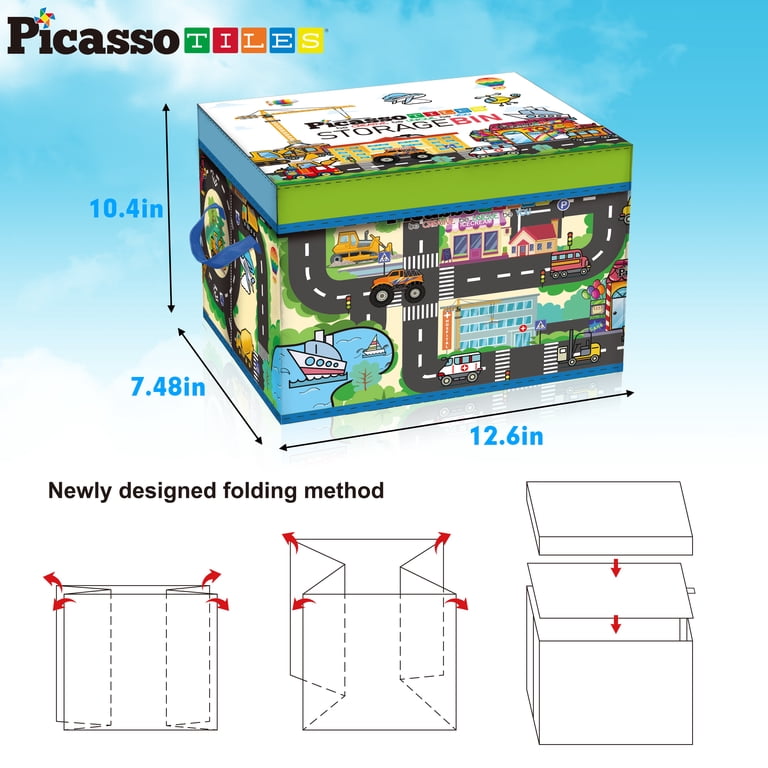 PICASSO TILES, Magnetic Tile Toy Organizer, Foldable City Storage