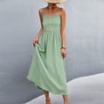 thumbnail image 2 of IROINNID Empire Dress For Women Regular Sleeveless Summer Suspender Sling Dress Button Casual Long Dress Square Neck Solid Color Dress, 2 of 7