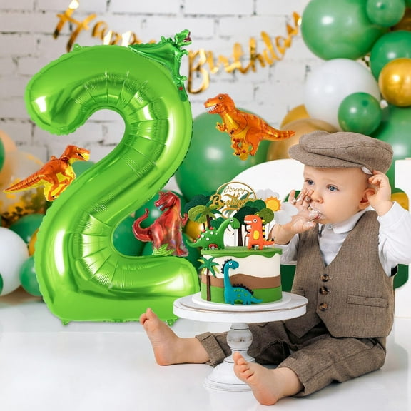 Event Decorations,Dinosaur Green Number 2 Balloon 40 Inch Big Large Foil Helium Green Number Balloon With 4 Pcs Dinosuar Dinosuar Set For 2 Year Old Birthday Decorations