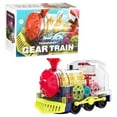 thumbnail image 2 of Juego de tren eléctrico transparente con engranajes eléctricos y luz musical, juguete giratorio, regalo de cumpleaños para niños., 2 of 13