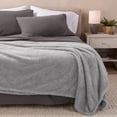 thumbnail image 3 of Bare Home Faux Shearling Blanket - Dual Layer - Fluffy & Soft - Lightweight - Throw/Travel, Light Gray, 3 of 7