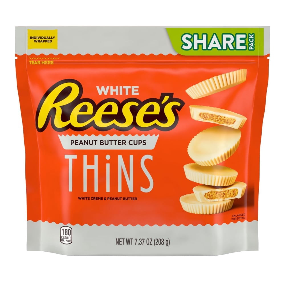 REESES THiNS White Creme Peanut Butter Cups Candy 7.37 oz / 1 Count - 5 Pack
