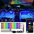 thumbnail image 1 of Yrmaups 1Pcs Car Interior LED Lights, 4Pcs Strip Lights with Remote, Music Sync Under Dash Lights, USB Multicolor Ambient Car Lighting, Car Atmosphere Light, 1 of 9