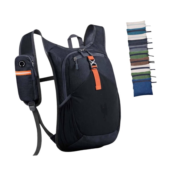 Mochila de senderismo con bolsa de almacenamiento, mochila de día para senderismo, montañismo, camping y viajes. Negro