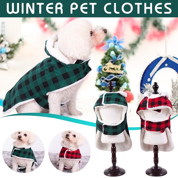 kladzum Dog Sweater Hoodie Dog Sweatshirt British Plaid Dog Hooded Cloak Winter Warm Lamb Wool Dog Costume Small Medium Dogs, Dog Clothes for Winter/Fall