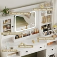 thumbnail image 3 of VEANERWOOD White Vanity Desk Set with Mirror, Makeup Desk with Charging Station & Visible Cabinet Cushioned Stool for Bedroom, 3 of 8