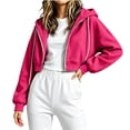 thumbnail image 2 of OGLCCG Girls Zip Up Hoodies Long Sleeve Cropped Sweatshirt Lightweight Hooded Fall Jacket Teen Girl Back to School Outfits 5-15 Years, 2 of 5
