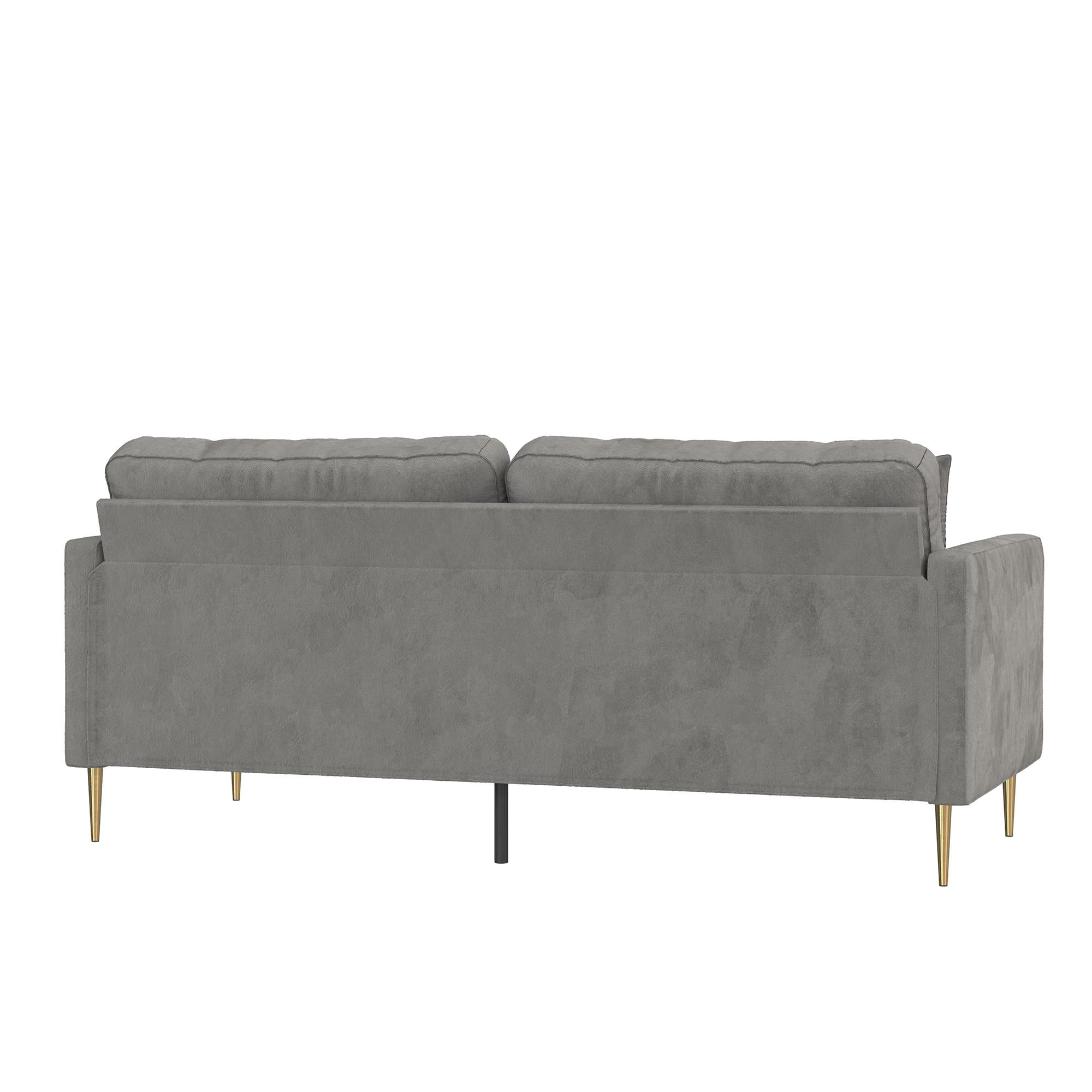 CosmoLiving Highland Sofa with Pillows, Gray Velvet